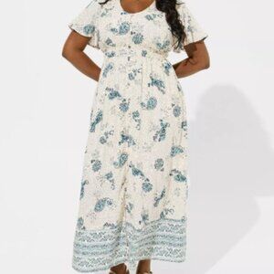 Torrid Maxi Wash Challis Button Front Aline Dress